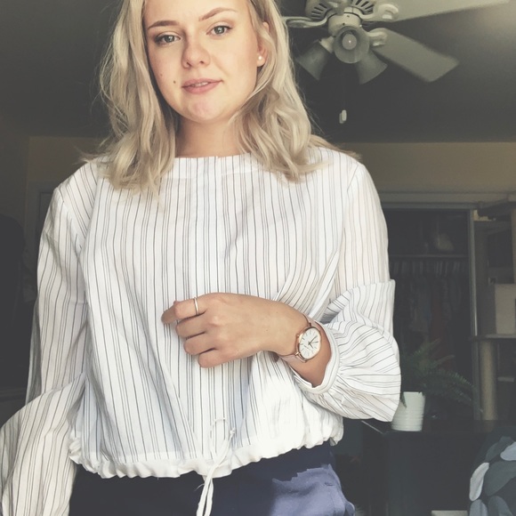 Theory Tops - NWT Theory Cropped Drawstring Barrie Stripe Top 0